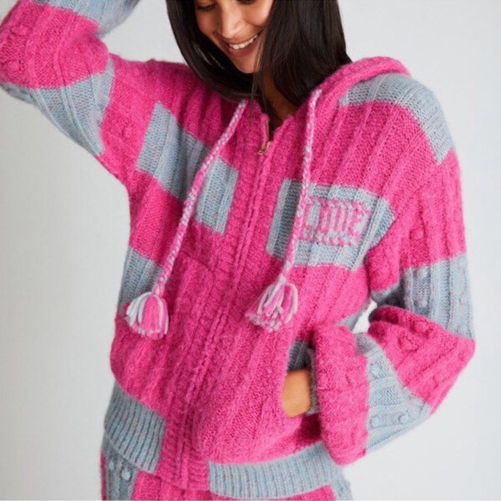 LoveShackFancy Pink and Gray Cardigan Sweater - Picture 2 of 14